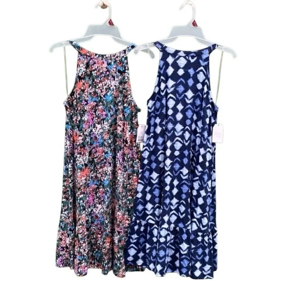 Women's Summer Lightweight Halter Top Midi Dress 2-Pack Size S
